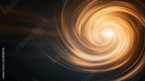 A spiral of light and dark colors with a bright yellow spot in the center
