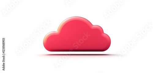 Bright red cloud icon with a matte finish and smooth details on white