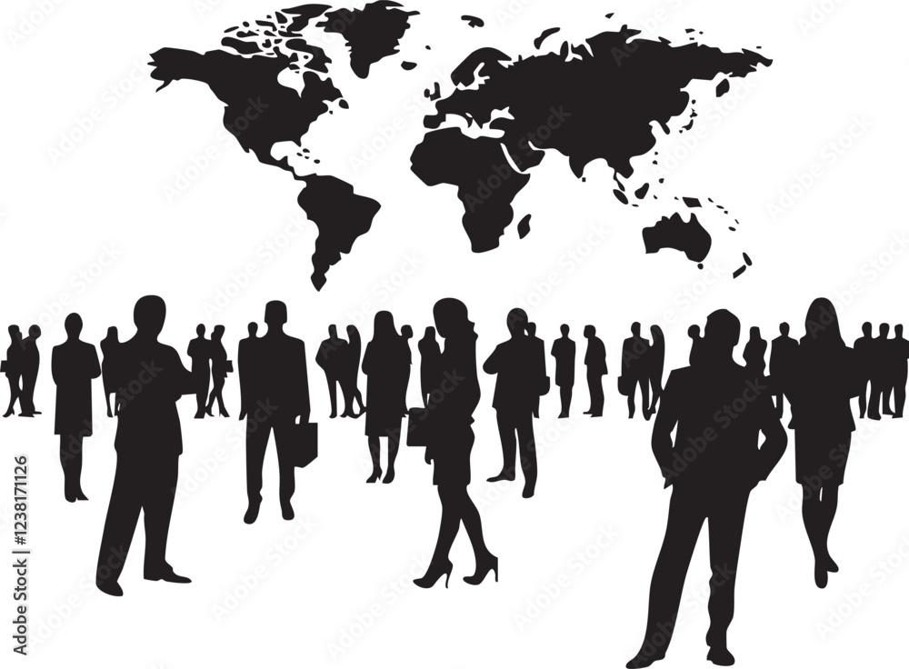 business people around the world human silhouette business people around the world human silhouette