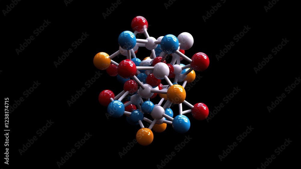 3D molecular model highlighting the central role of protons in defining atomic structure. 3D molecular model highlighting the central role of protons in defining atomic structure.