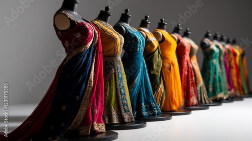 Vibrant Collection of Indian Dresses on Mannequins