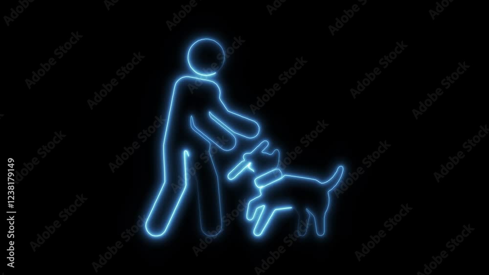 Glowing Neon Play with Pet Icon, Symbol of Animal Fun and Interaction, HD Video Motion Graphic Animation on Black Background Glowing Neon Play with Pet Icon, Symbol of Animal Fun and Interaction, HD Video Motion Graphic Animation on Black Background