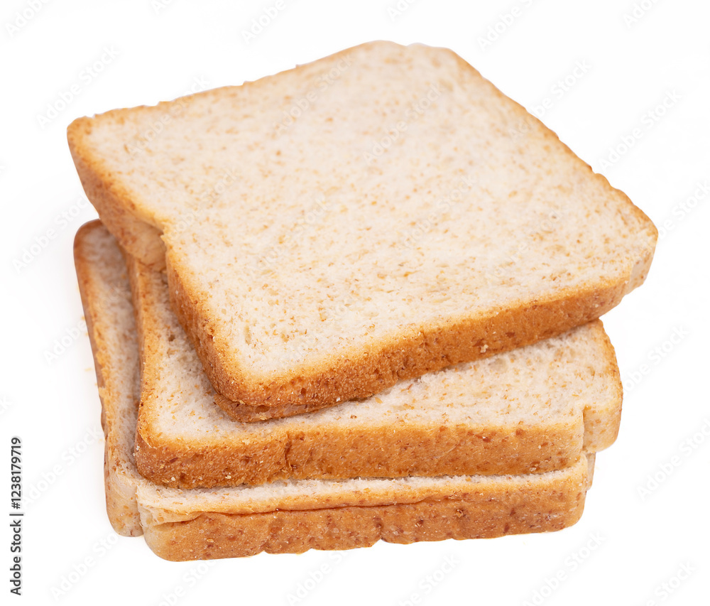 Top view delicious whole wheat bread isolated on white background. Top view delicious whole wheat bread isolated on white background.