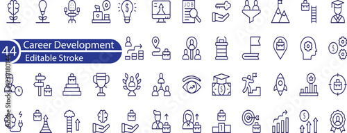 Career Development Line Editable Icons set. Vector illustration in modern thin line style of profession related icons skills, practice, knowledge, and more.