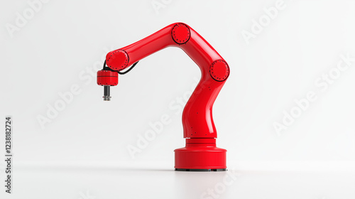 Red Robotic Arm: A close-up...