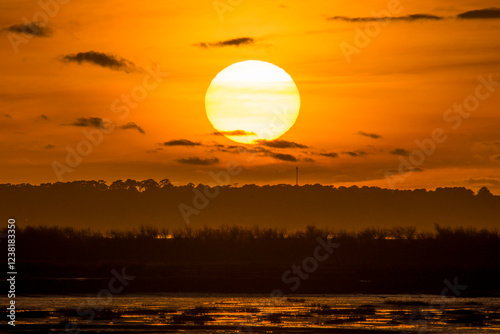 Fototapeta Naklejka Na Ścianę i Meble -  Coucher de soleil sur Lanton