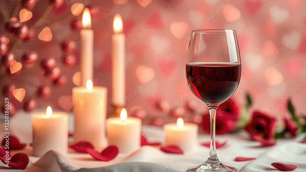 Romantic background with wine, candles and rose petals. Romantic background with wine, candles and rose petals.