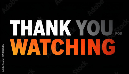 Design a dark-themed banner with bold text saying ‘Thank You for Watching,’ featuring a red play