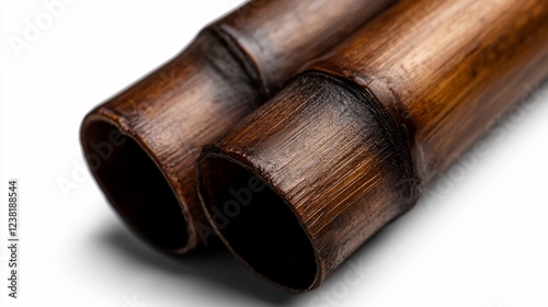 Close-up of Two Dark Brown Bamboo Poles photo