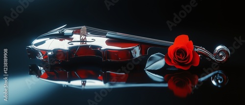 Red Rose And Silver Violin