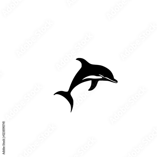 Majestic Dolphin Silhouette: A Black and White Masterpiece of Aquatic Elegance