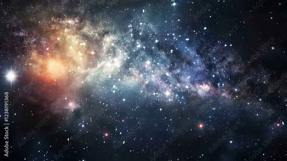 Fototapeta premium Realistic vector space scene showcasing a captivating blue nebula amidst a dazzling starry expanse