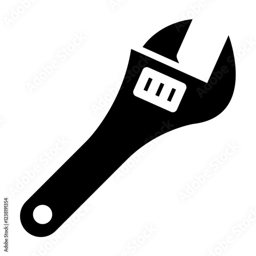 Adjustable Wrench Glyph Icon Design