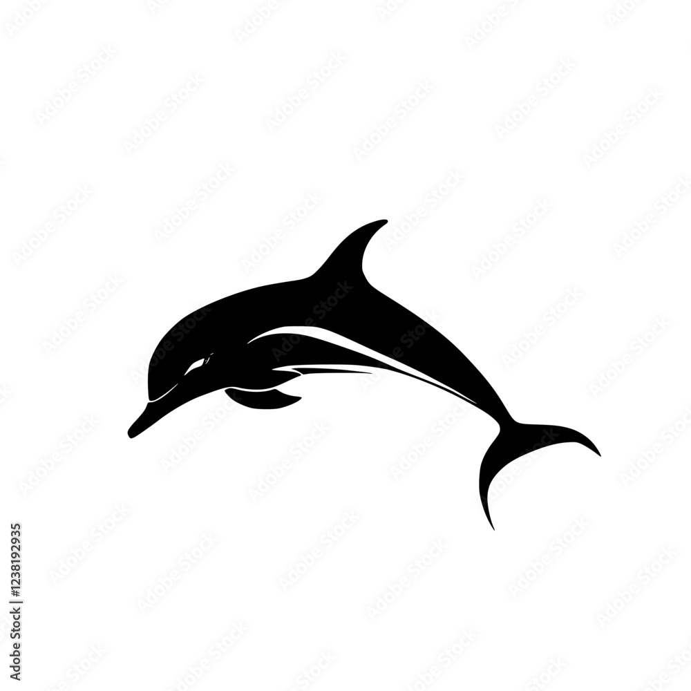 Fototapeta premium Elegant Dolphin Silhouette: A Majestic Marine Mammal Leaping Through the Ocean Waves