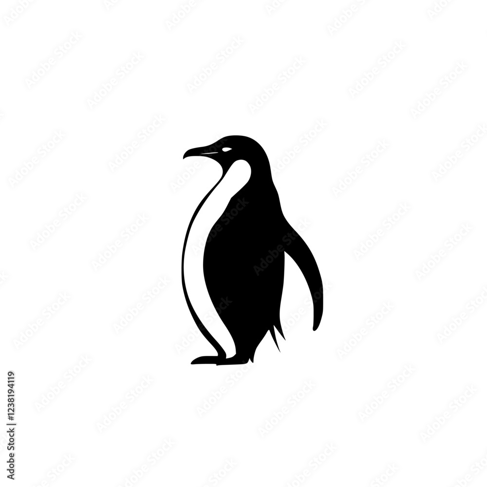 Fototapeta premium Majestic Penguin Silhouette: Elegant Black and White Bird Icon