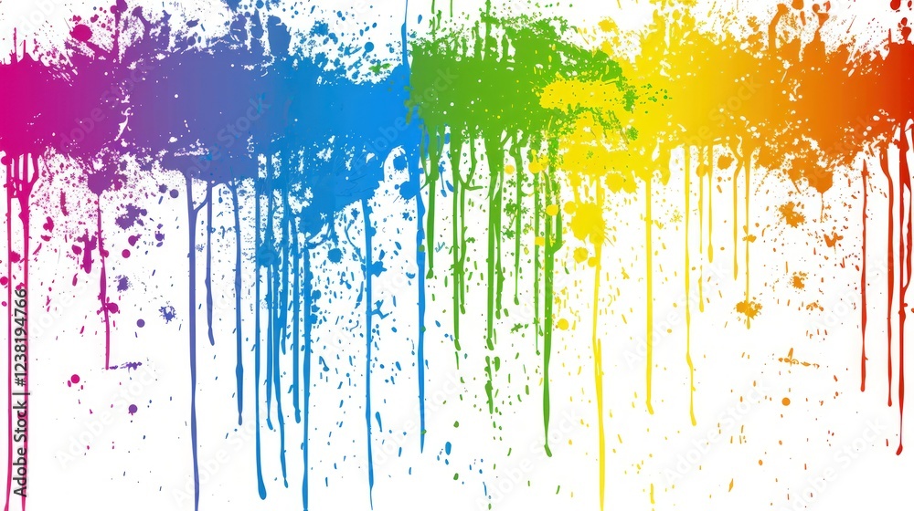 Fototapeta premium Rainbow Splatter Paint Drips Abstract Art Background