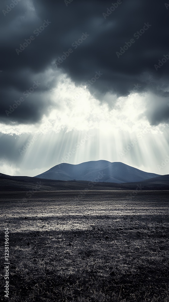 Dramatic Mountain Landscape Under a Stormy Sky