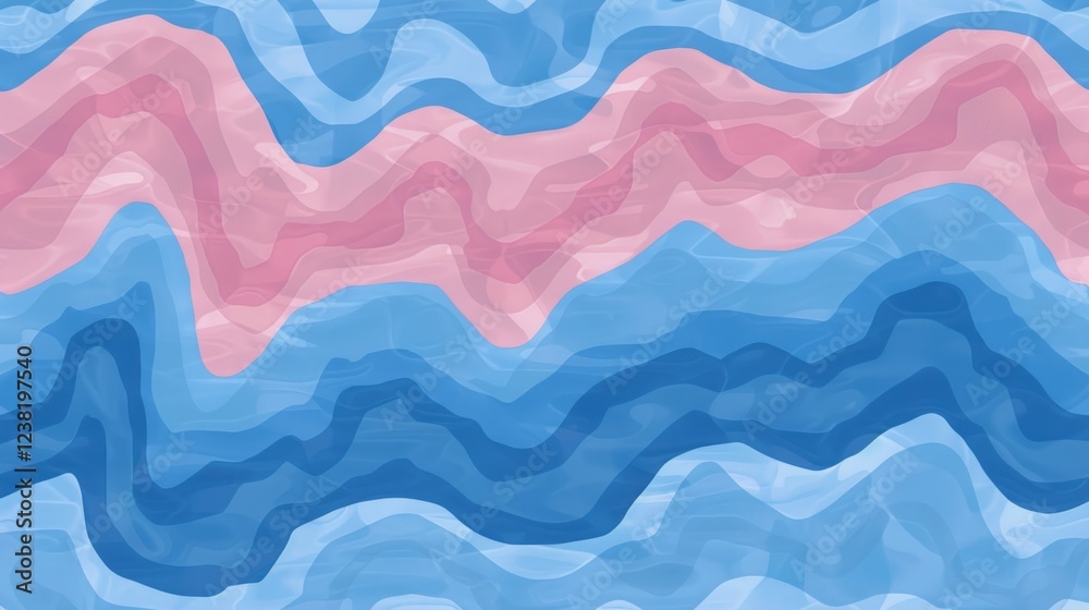 Fototapeta premium Abstract Wavy Ocean Landscape in Pink and Blue Hues