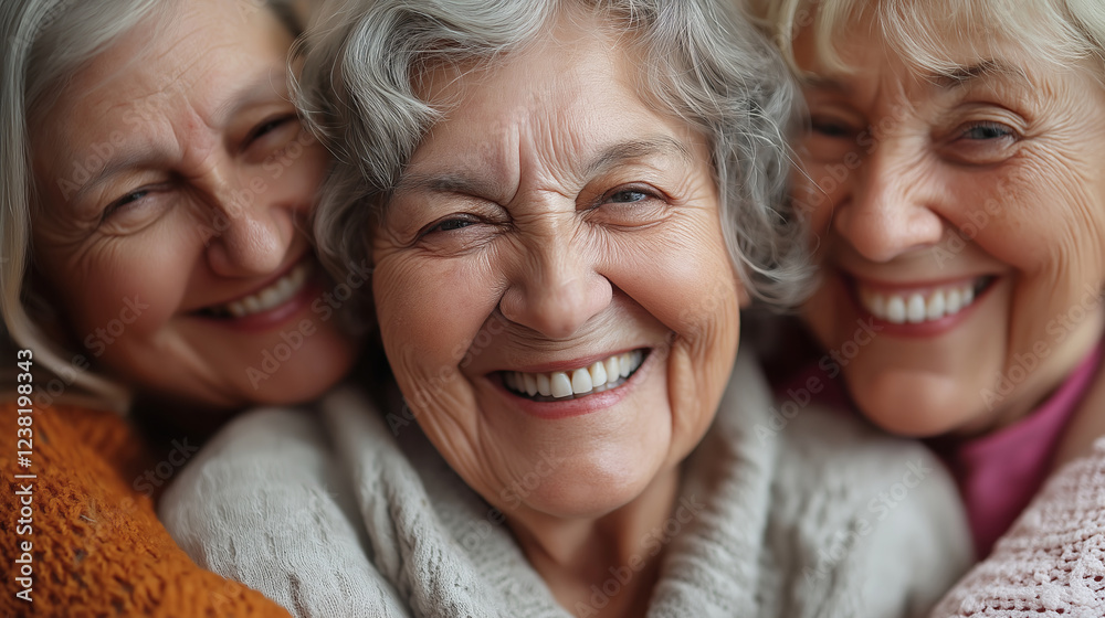 portrait of 3 elderly sisters smiling and hugging each other portrait of 3 elderly sisters smiling and hugging each other