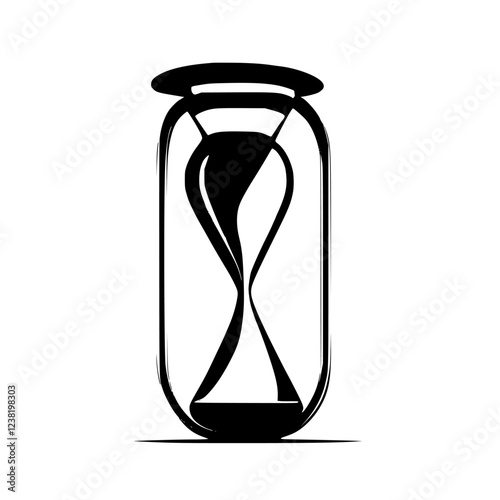 Abstract Hourglass: Minimalist Black and White Sand Timer Design, Symbol of Time and Life's Passage