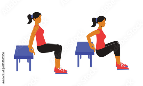 Fitness Workout Bent Knees Bench Dip Exercise