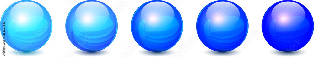 Glass balls blue, 3D shiny spheres collection. Glass balls blue, 3D shiny spheres collection.