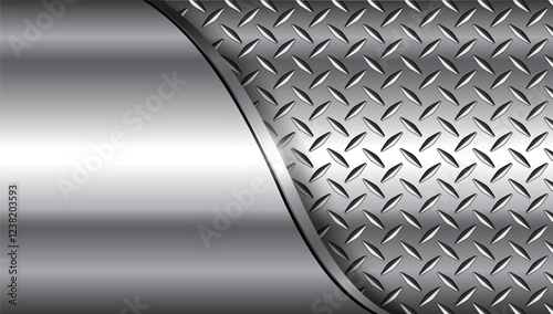 Metal background shiny silver chrome metallic with diamond plate texture,  polished steel texture wallpaper.