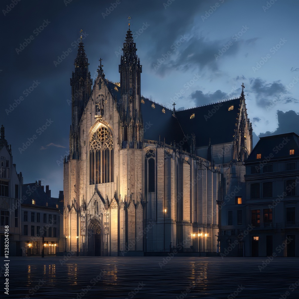 Fototapeta premium Gothic cathedral at twilight