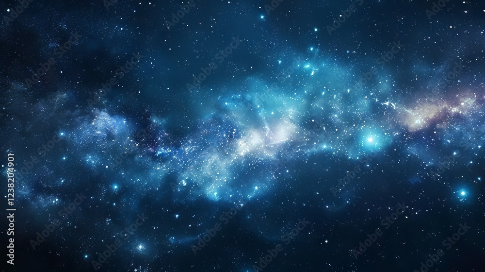 Fototapeta premium Captivating cosmic panorama showcasing a dazzling array of stars in the vast night sky, highlighting a stunning galaxy in the depths of outer space