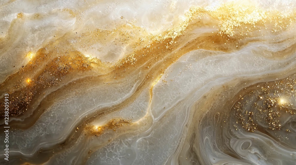 Obraz premium Abstract White and Gold Marble Texture with Glittering Elements