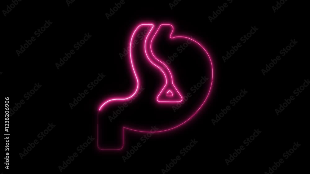 Glowing Neon Endoscopy Icon Animation on Black Background, HD Motion Graphic Representing Medical Procedure, Diagnosis, and Internal Examination Glowing Neon Endoscopy Icon Animation on Black Background, HD Motion Graphic Representing Medical Procedure, Diagnosis, and Internal Examination