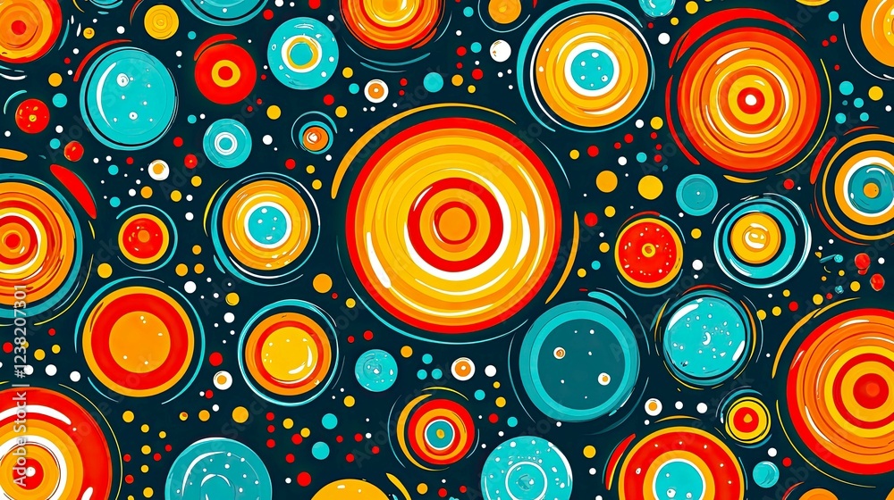 Fototapeta premium Vibrant Abstract Circle Pattern: Colorful Geometric Background Design for Modern Art Prints and Wallpapers