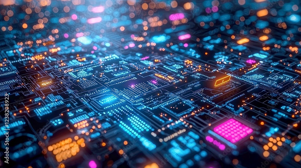 Abstract Futuristic Circuit Board: A Glowing Network of Digital Innovation and Connectivity Abstract Futuristic Circuit Board: A Glowing Network of Digital Innovation and Connectivity