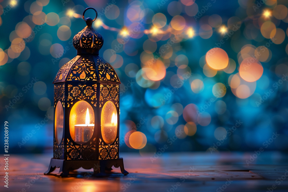 Fototapeta premium Beautiful greeting card with holiday composition for happy celebrate Ramadan, abstract vivid composition consists of fictional unreal fantastic vision on background