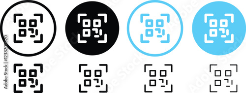 scan qr code icon scanning code sign. Simple digital scanning qr code label, vector illustration
