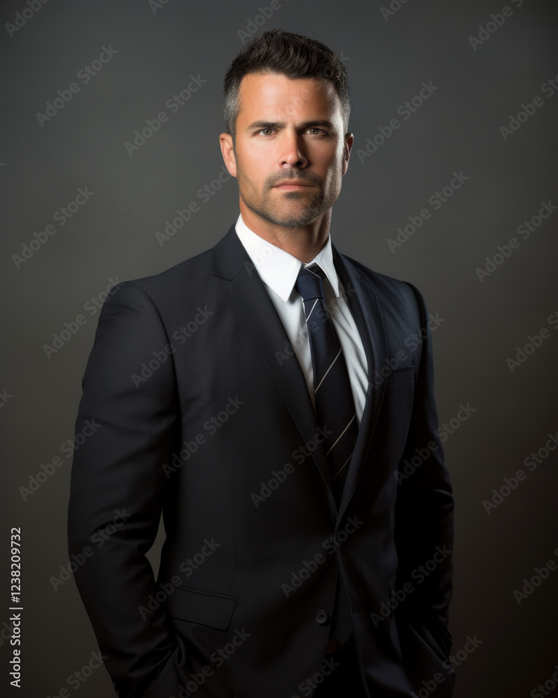Confident Businessman Portrait, Dark Suit - Authenticity Confident Businessman Portrait, Dark Suit - Authenticity