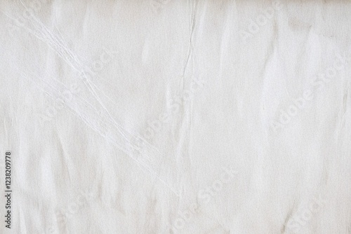 White wrinkled paper glued to a wall. Abstract banner template design. Closeup texture background.