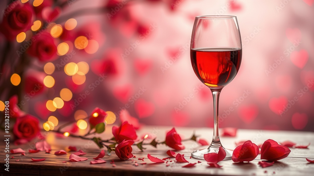Romantic background with wine and rose petals. Romantic background with wine and rose petals.