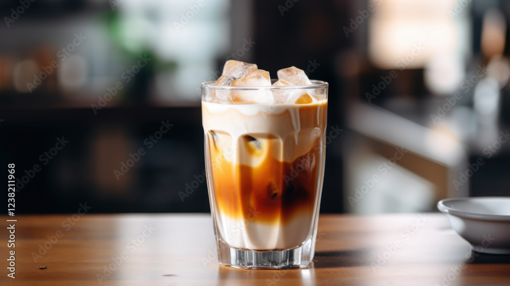 Iced Latte Coffee Drink Glass Stock Photo - Flat Lay Photography Iced Latte Coffee Drink Glass Stock Photo - Flat Lay Photography
