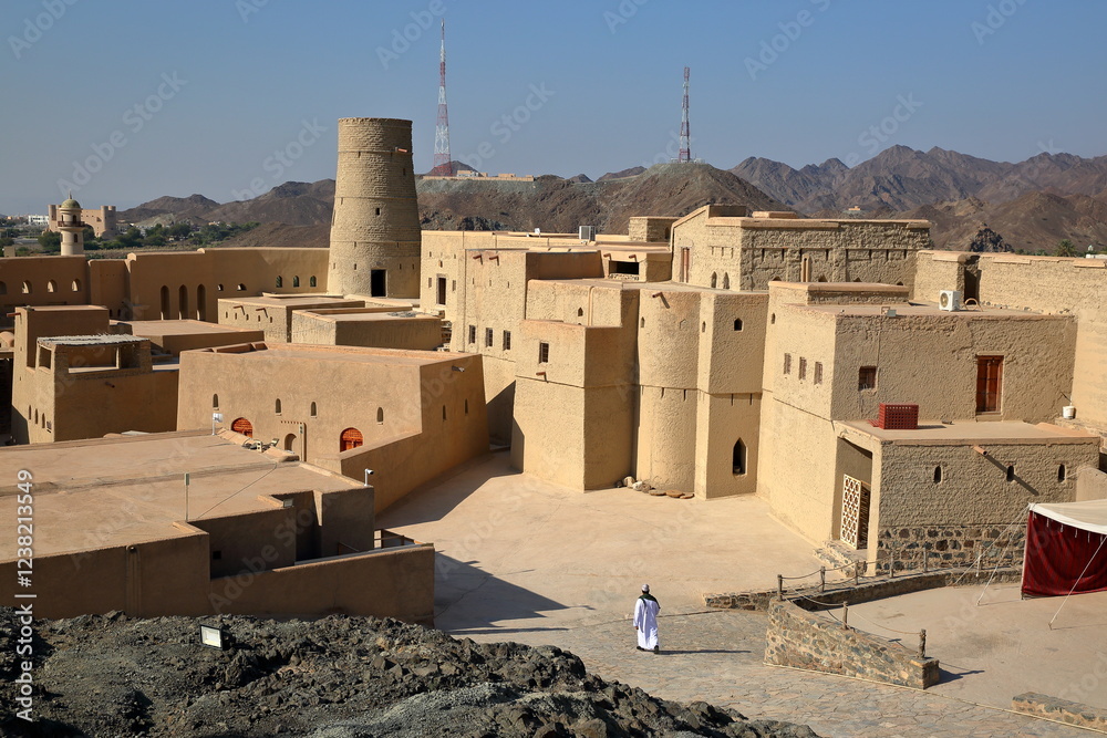The impressive Bahla fort in Bahla, Al Dakhiliyah, Oman, with its towers and ramparts