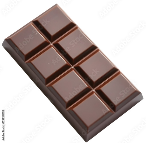 Dark chocolate bar on white background, cut out, transperant background photo