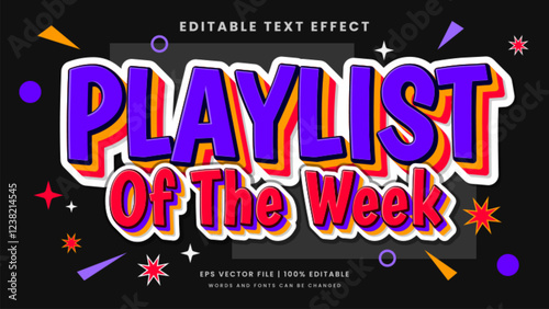Playlist of the week text effect. Retro vintage 90s editable text effect style