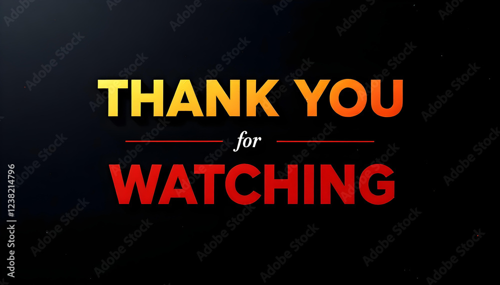 Obraz premium Design a dark-themed banner with bold text saying ‘Thank You for Watching,’ featuring a red play