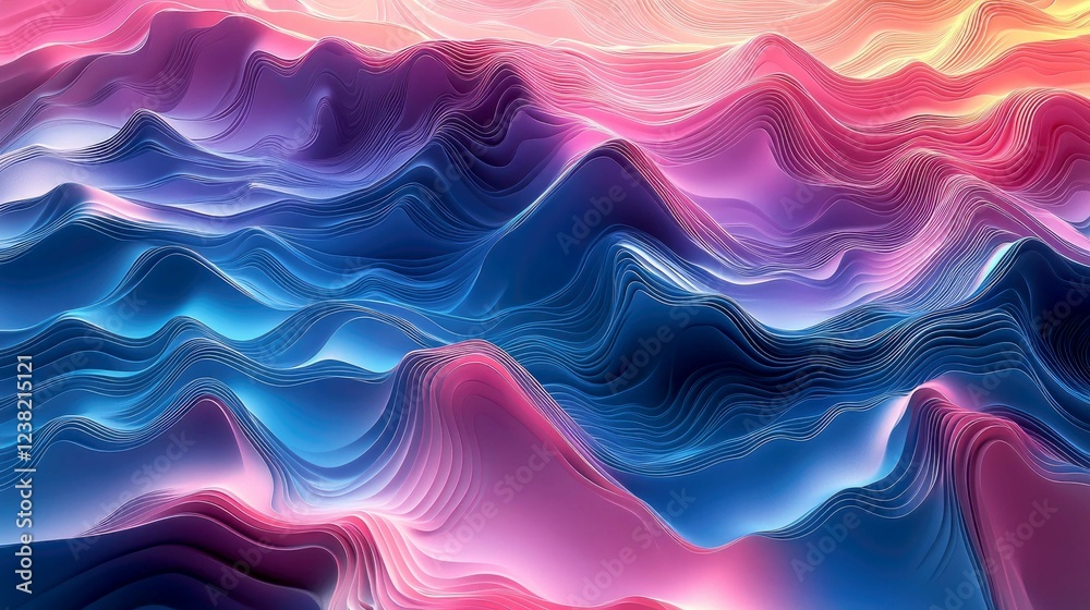 Abstract Colorful Waves: Vibrant Layers Background Texture - Digital Art, Wallpaper, and Graphic Design