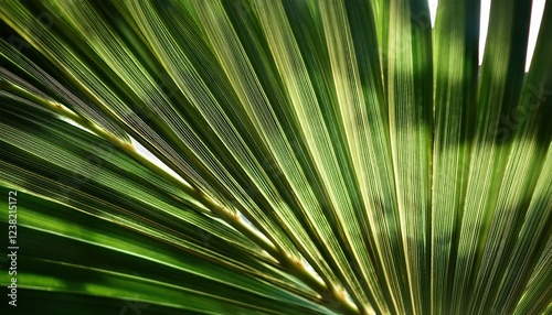 Beneath the canopy, palm fronds stretch toward the sky, their vivid green hues illuminated by soft sunlight