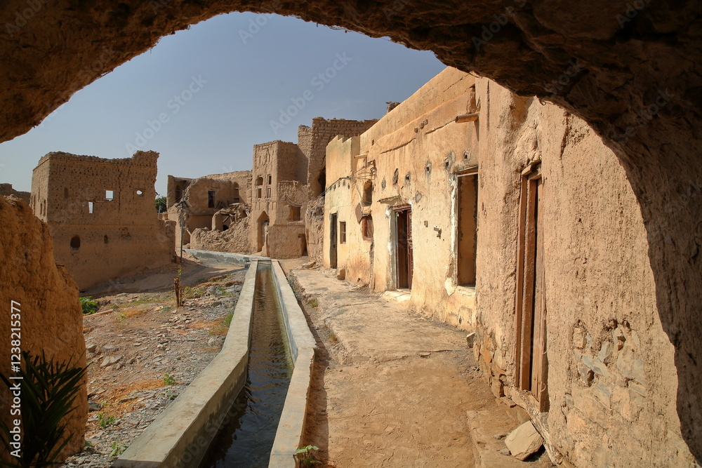 The heritage abandoned village of Birkat al Mawz, Al Dakhiliyah, Oman. This old village is located 20 km far from Nizwa