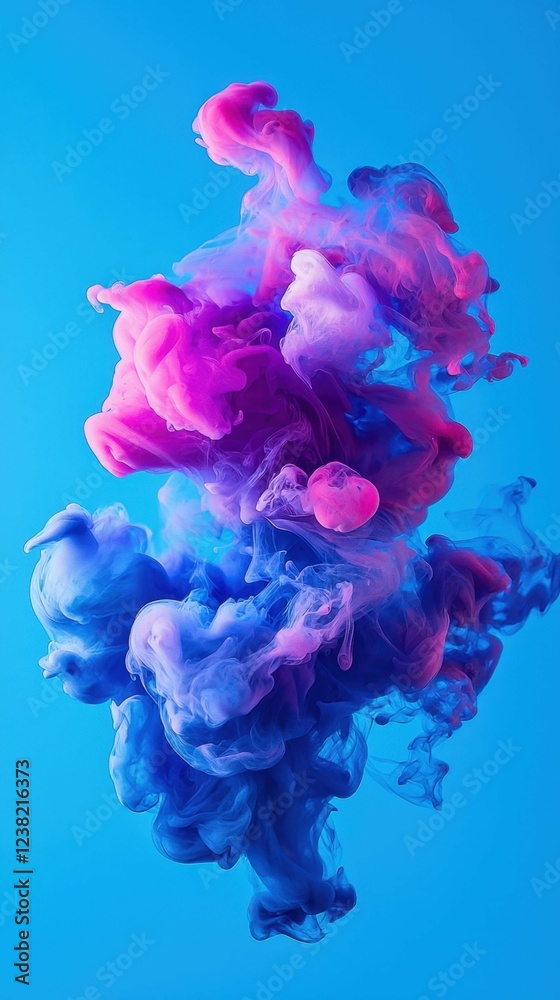 Vibrant Swirls of Colorful Smoke on Blue Background