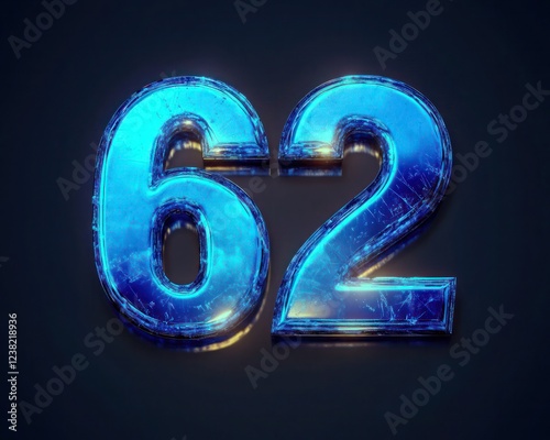 Glowing neon blue 3D letter 