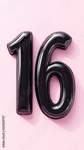 High-detail glossy black 3D letter 