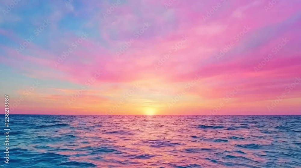 Sunset over ocean waves nature idea. A stunning sunset over the ocean, showcasing vibrant pink and purple hues in the sky. Sunset over ocean waves nature idea. A stunning sunset over the ocean, showcasing vibrant pink and purple hues in the sky.